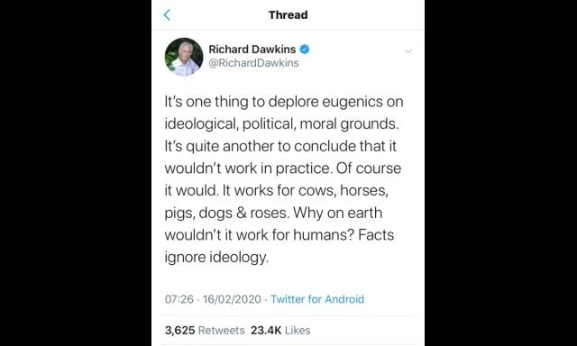 Richard Dawkins zegt dat eugenetica "werkt".